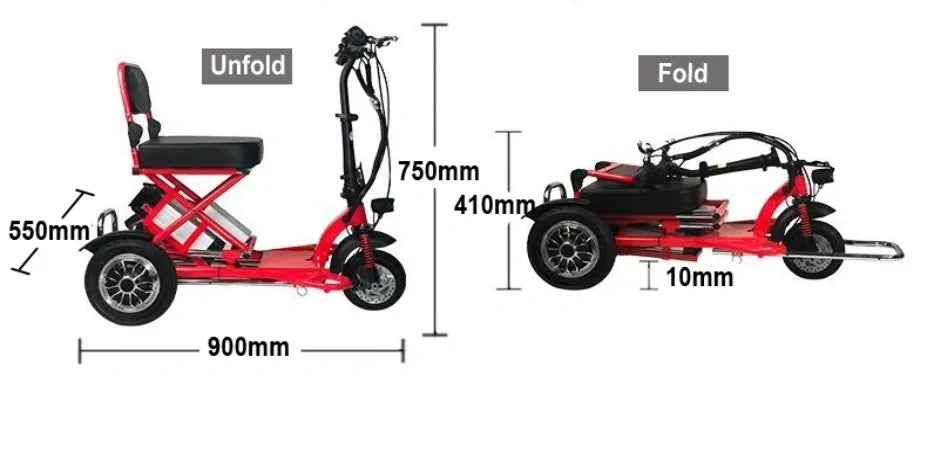 3-Wheel Mobility Scooter - Rear Wheel Drive